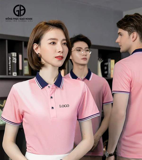 Đồng phục công ty màu Hồng phối dệt