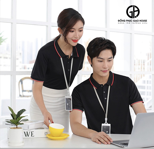 Áo thun đồng phục nhân viên màu đen thanh lịch