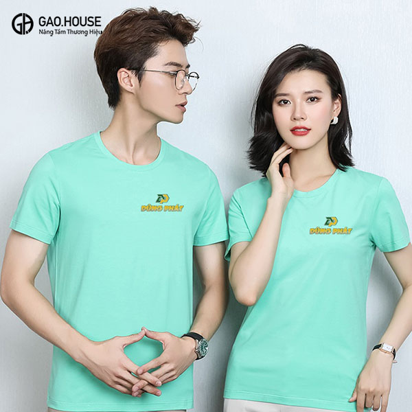 Áo thun đồng phục công ty cổ tròn màu xanh ngọc lợt GUC1980116