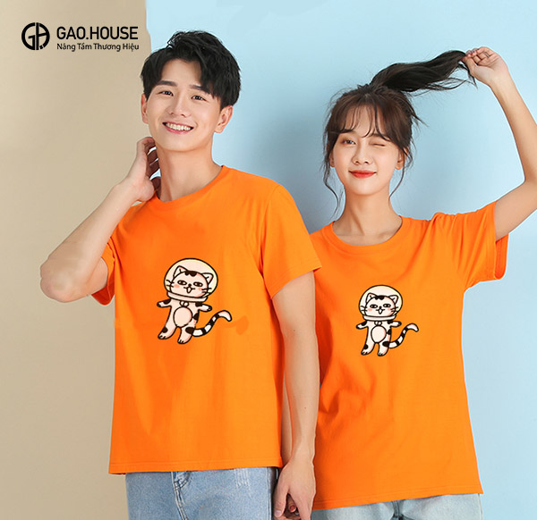 Áo thun đồng phục công ty cổ tròn màu cam GUC1980111