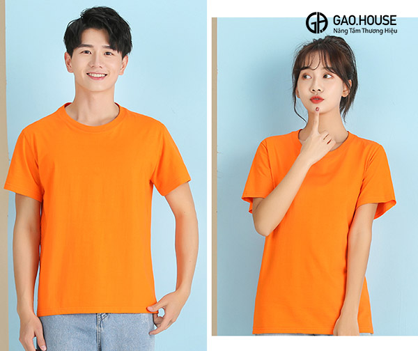 Áo thun đồng phục công ty cổ tròn màu cam GUC1980111
