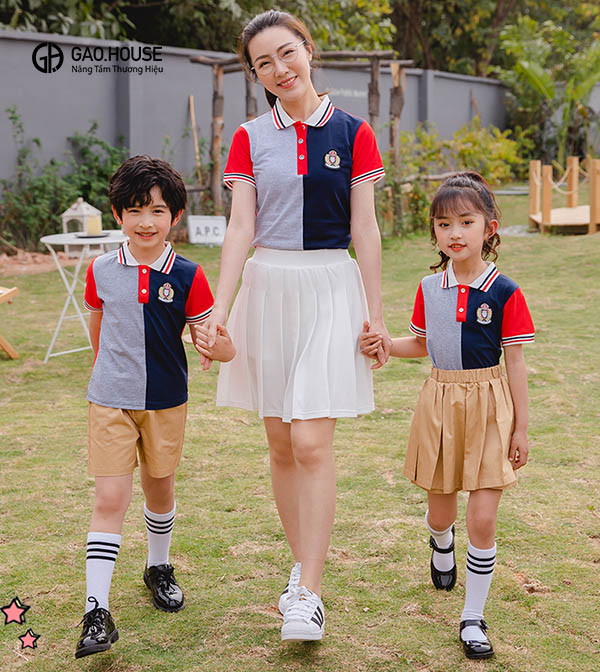 Áo đồng phục mẫu giáo màu xanh than phối màu GUM1970066