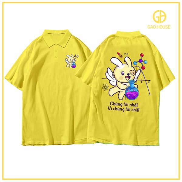 Áo lớp polo màu vàng in hình A3 GUL1890163