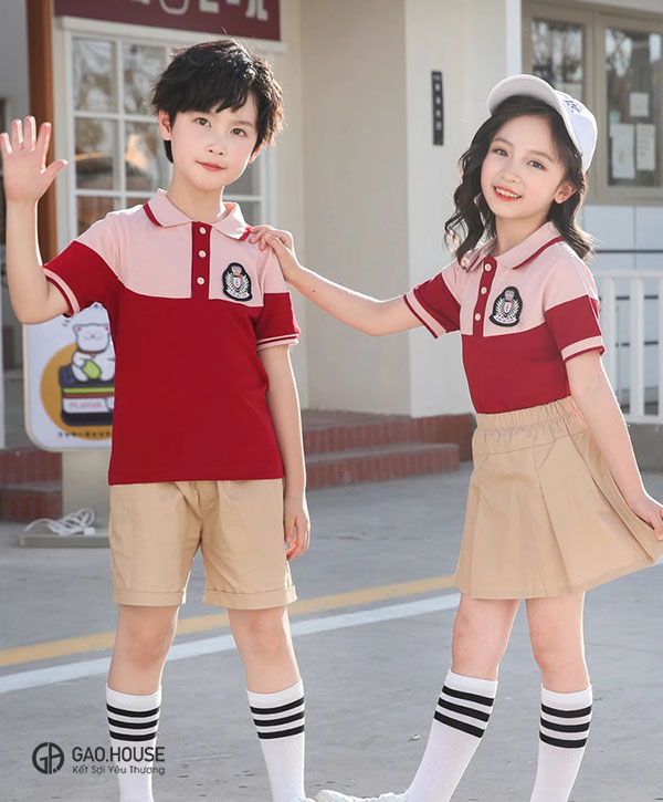 Đồng phục mầm non polo phối đỏ MN13