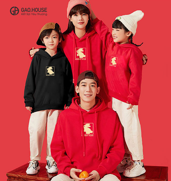 Áo hoodie gia đình mùa đông Get Rich