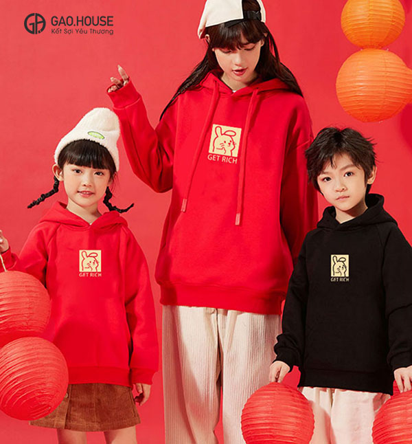 Áo hoodie gia đình mùa đông Get Rich