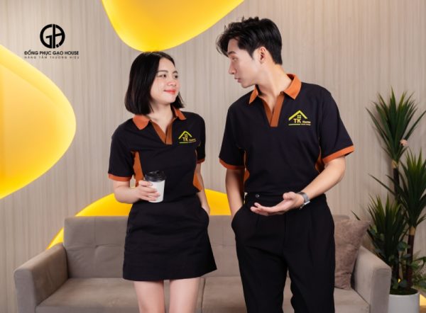 Đồng phục công ty màu đen phối sườn nâu - Hình ảnh 6