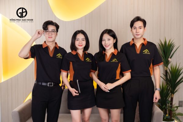 Đồng phục công ty màu đen phối sườn nâu - Hình ảnh 4