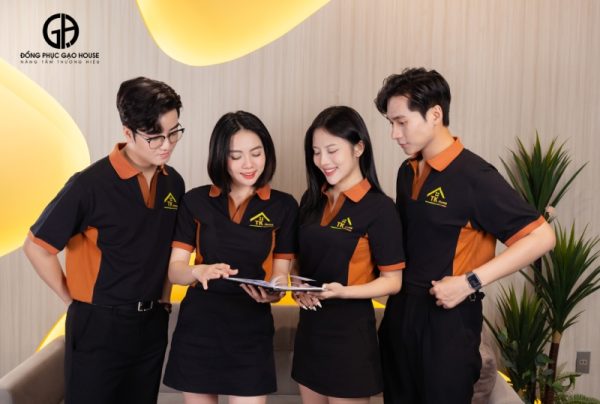Đồng phục công ty màu đen phối sườn nâu - Hình ảnh 3