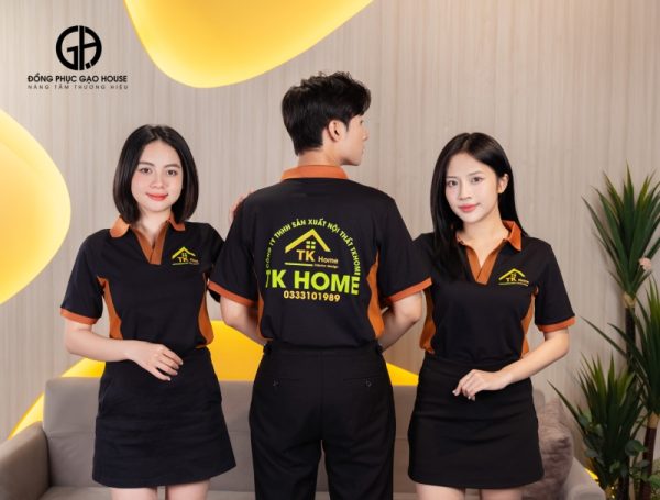 Đồng phục công ty màu đen phối sườn nâu - Hình ảnh 2