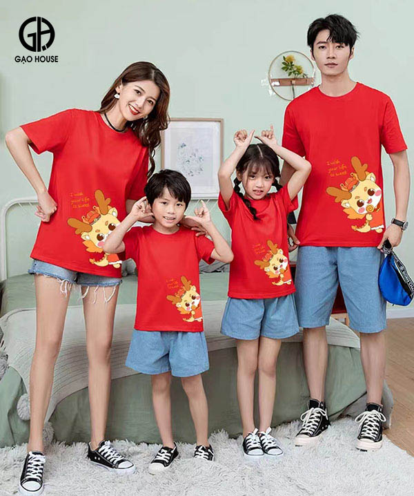 Mẫu áo gia đình Tết GHT12