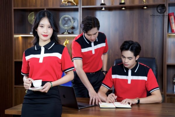 Áo đồng phục công ty cổ bo phối màu thời thượng - Hình ảnh 2