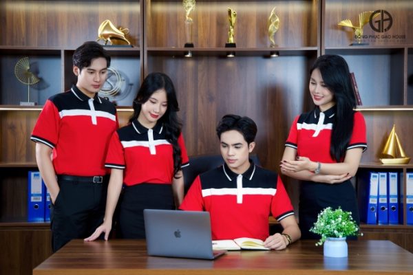 Áo đồng phục công ty cổ bo phối màu thời thượng - Hình ảnh 4
