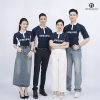 đặt may áo thun đồng phục samsung cổ trụ